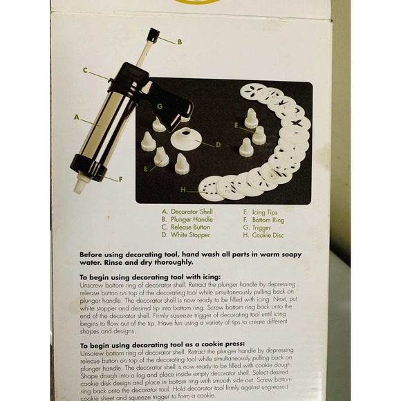 COOKS WORKS Cookie Press & 8 Pc Icing Set Stainless steel - Picture 4 of 4